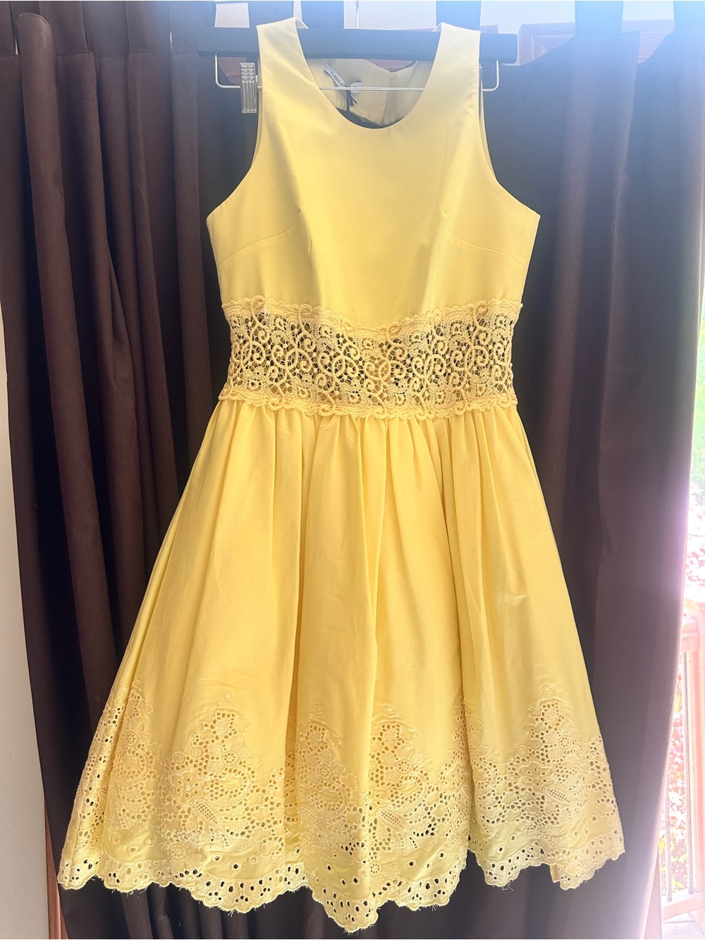 NWT Flavio Castellani Butter Yellow Lace Waist Open Back Semi Formal Dress
